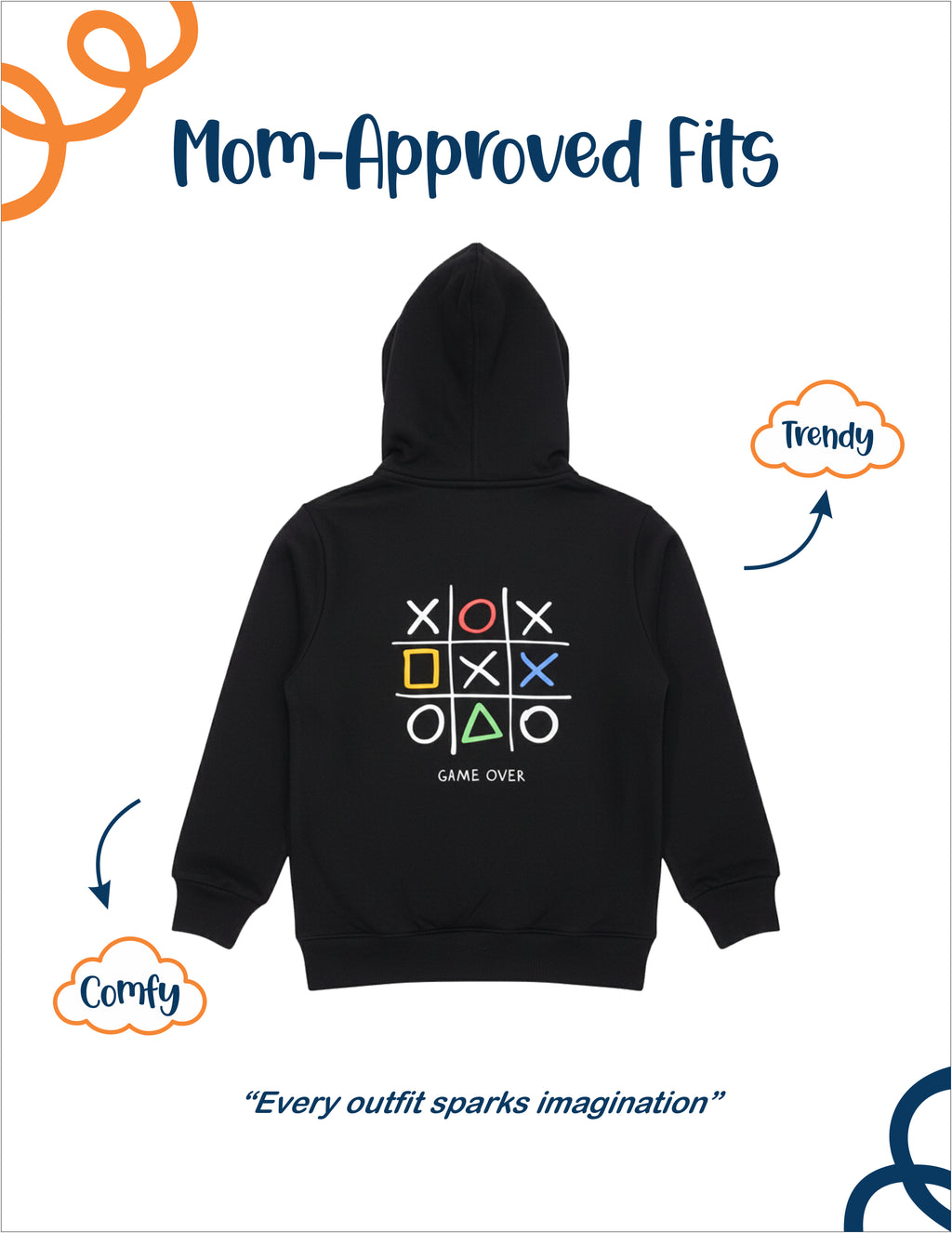 Tic Tac Toe Kids Hoodie – Soft, Creative & Cute