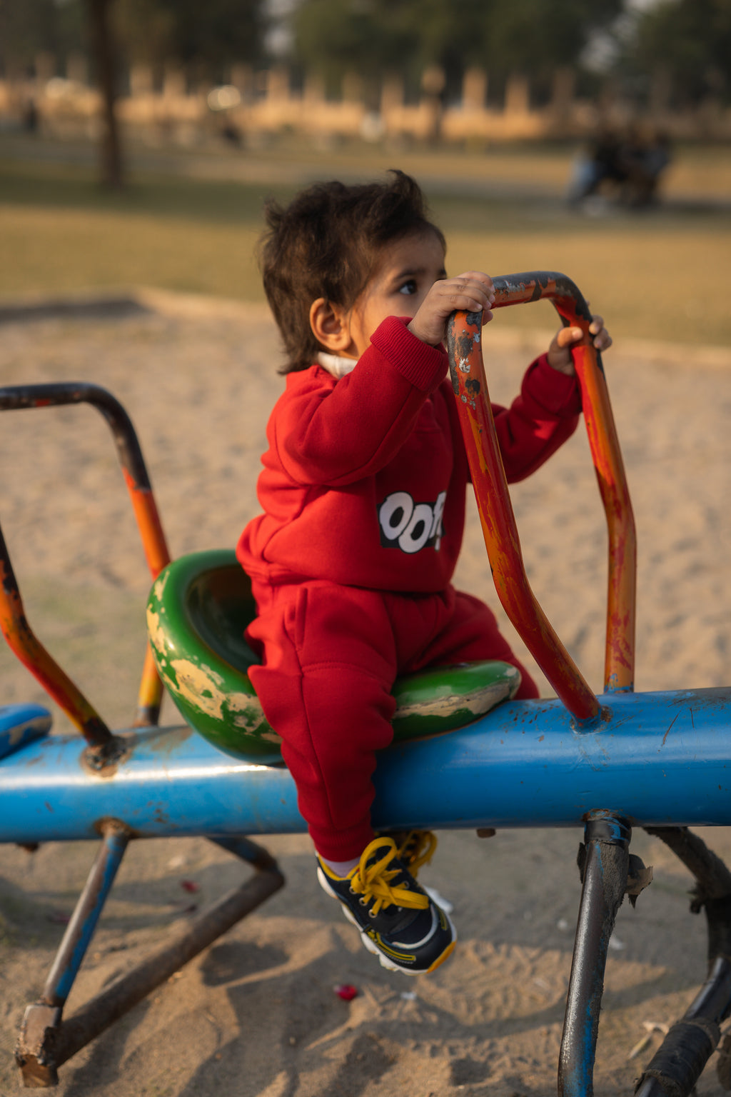 Kids Unisex Red Playful Fleece Sweat Suit