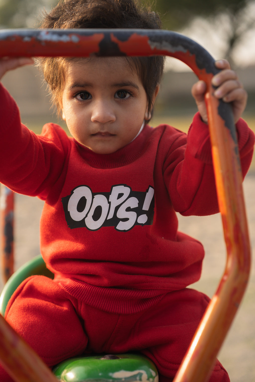 Kids Unisex Red Playful Fleece Sweat Suit