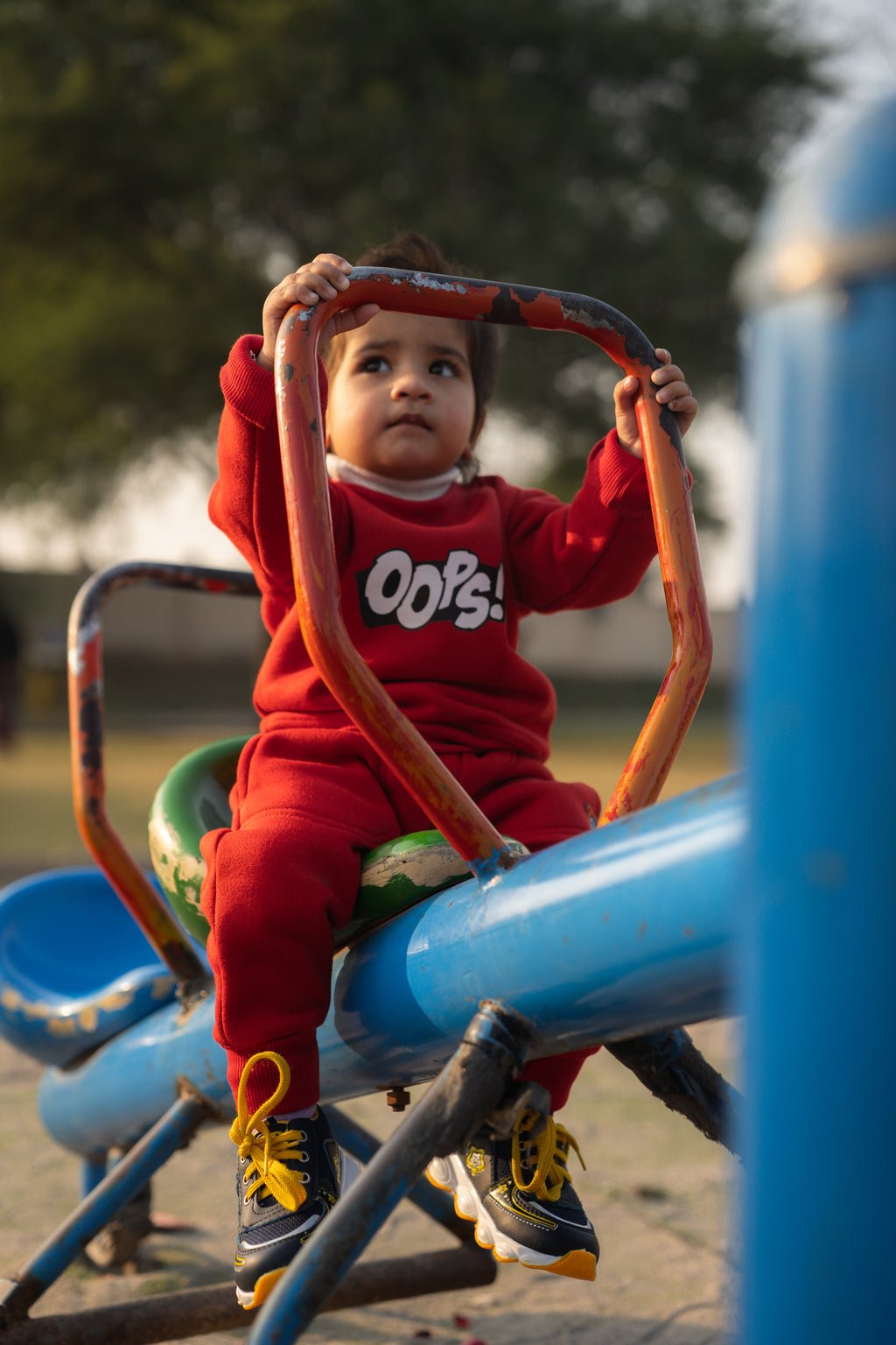 Kids Unisex Red Playful Fleece Sweat Suit