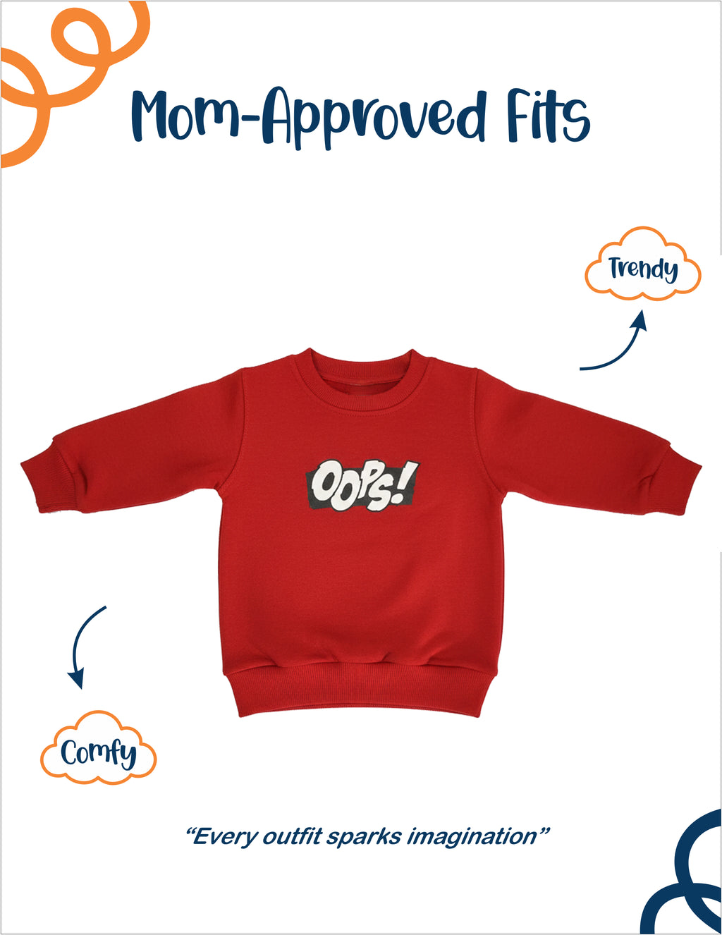 Kids Unisex Red Playful Fleece Sweat Suit